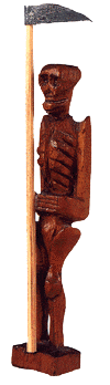Estatuilla de San La Muerte esculpida en madera